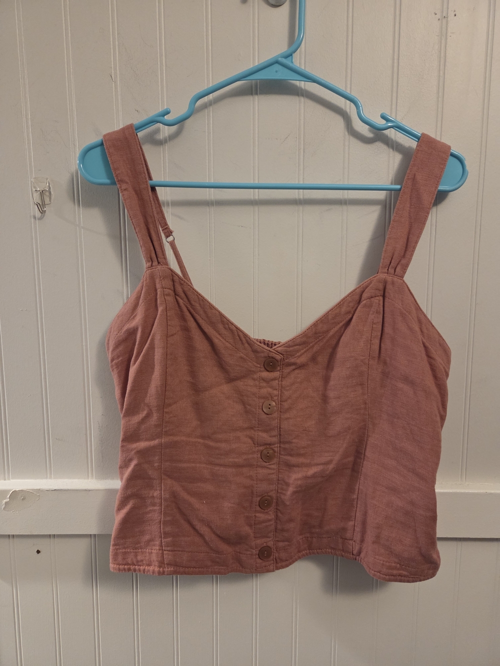 Abercrombie & Fitch Dusty Rose Button-Front Cropped Tank